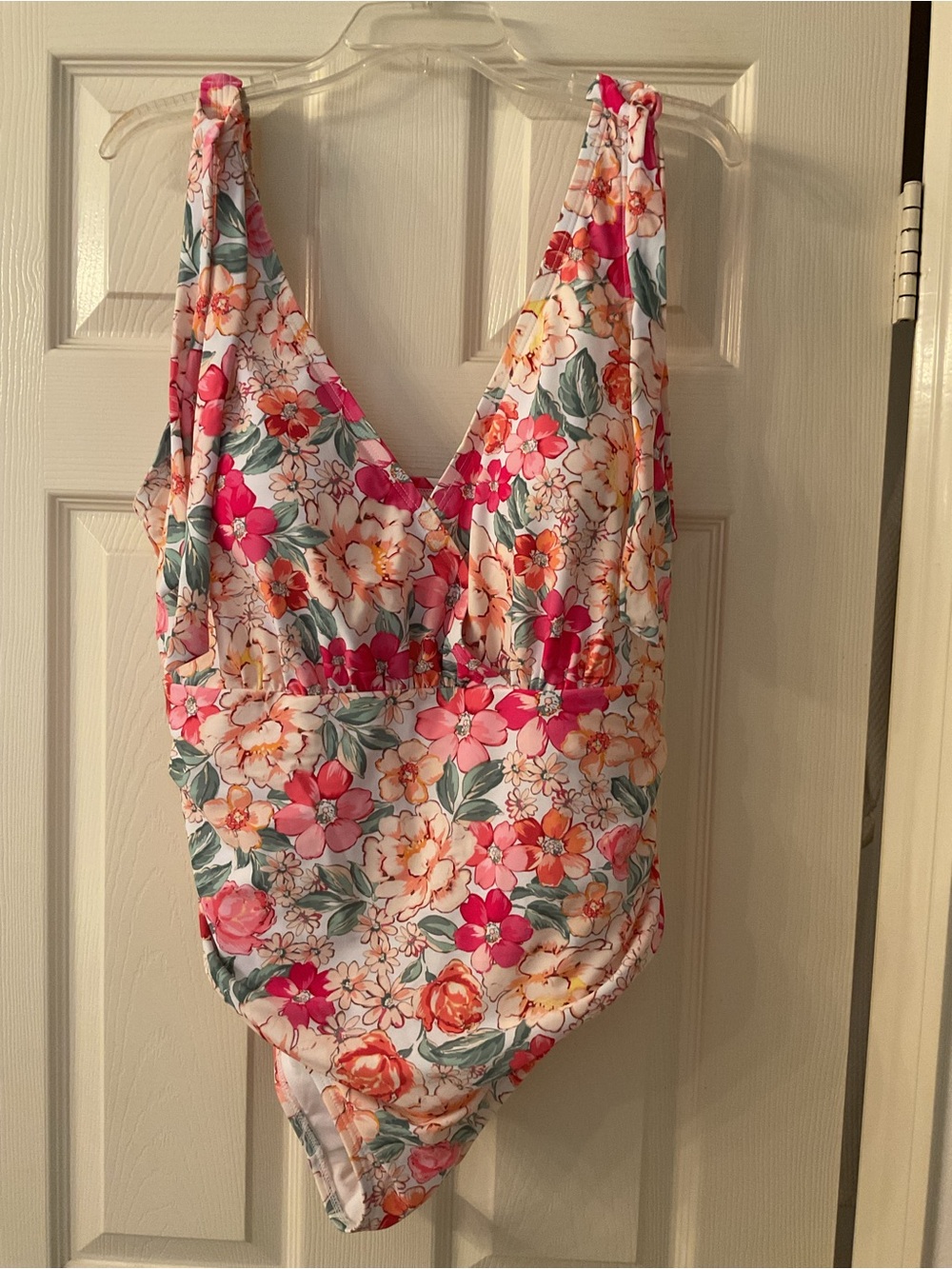 “NWOT” Floral Pink & Coral One-Piece Swimsuit